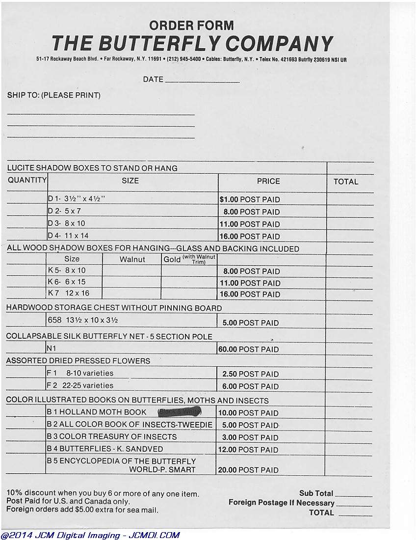 The Butterfly Company(NY) ads, forms, fliers